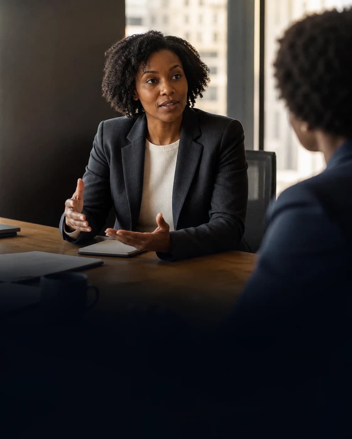 Executives in conversation at work